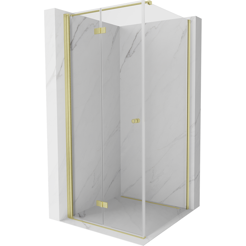 Mexen Mist-F folding shower cabin left 110 x 110 cm, transparent, brushed gold - 8A6T-110-110-55-00-L
