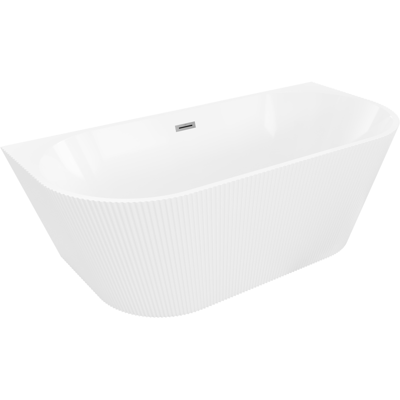 Mexen Oris freestanding ribbed bathtub 150 x 75 cm, white, gun metal overflow - 52871507500-95