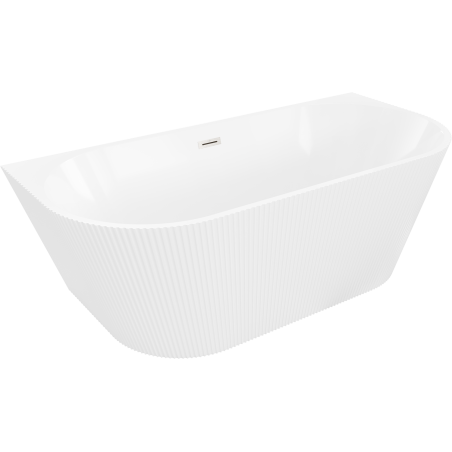 Mexen Oris freestanding wall-mounted fluted 150 x 75 cm, white, brushed nickel overflow - 52871507500-97