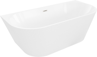 Mexen Oris freestanding wall-mounted fluted 150 x 75 cm, white, brushed nickel overflow - 52871507500-97