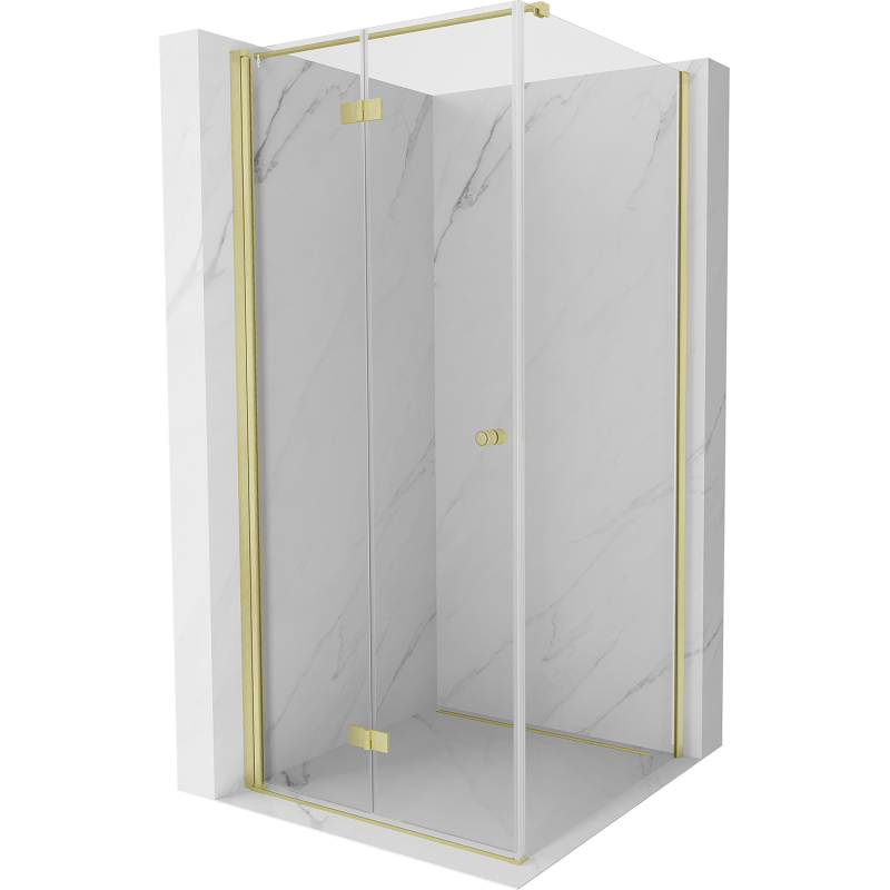 Mexen Mist-F folding shower cabin left 120 x 120 cm, transparent, brushed gold - 8A6T-120-120-55-00-L