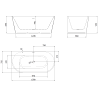 Mexen Oris freestanding wall-mounted fluted bath 150 x 75 cm, white/gray, chrome overflow - 52871507562-01