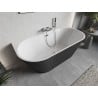 Mexen Oris freestanding wall-mounted fluted bath 150 x 75 cm, white/gray, chrome overflow - 52871507562-01