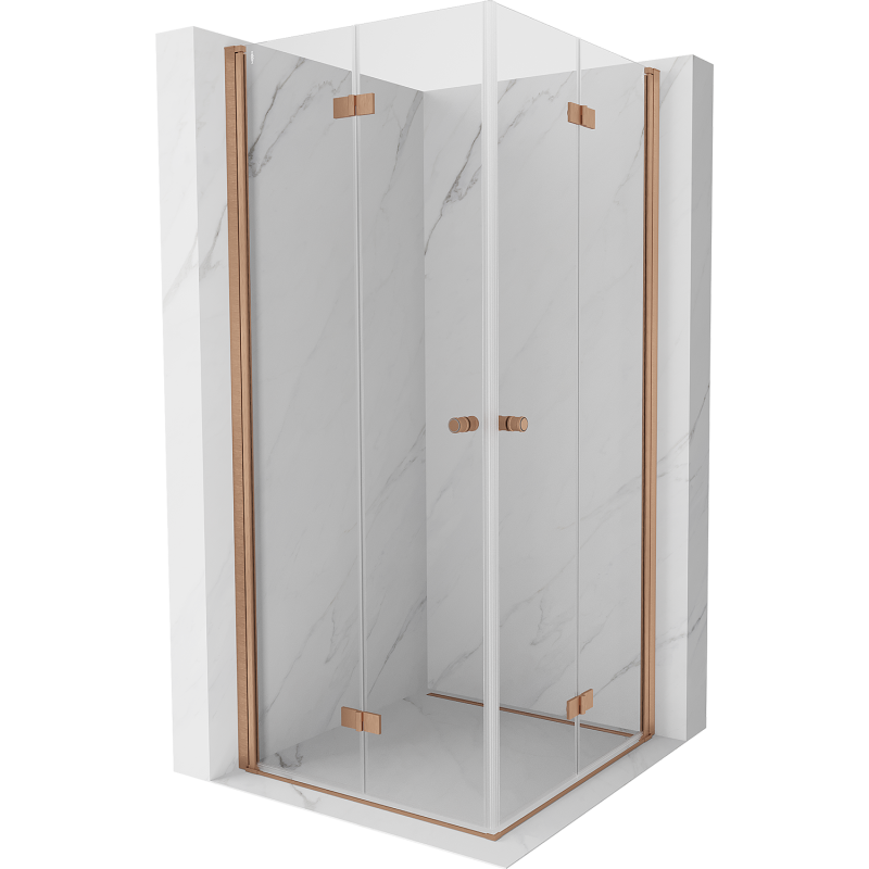 Mexen Mist-F Duo folding shower cabin 80 x 80 cm, transparent, brushed copper - 8A6-080L-080P-65-00