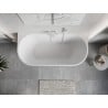 Mexen Oris freestanding against-wall fluted 150 x 75 cm, white/gray, white overflow - 52871507562-20