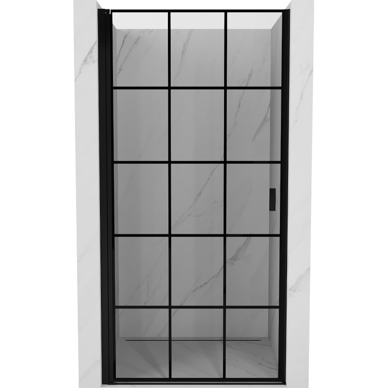 Mexen Mist-B left swing shower door 70 cm, black grid, black - 8A2-070-000-70-77-L