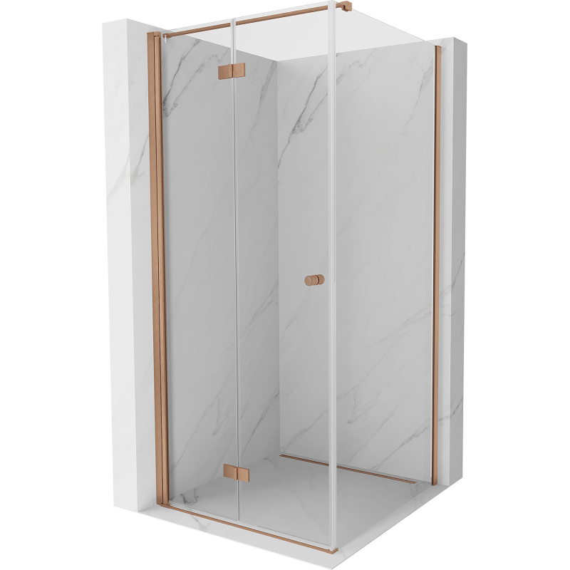 Mexen Mist-F folding shower cabin left 75 x 75 cm, transparent, brushed copper - 8A6T-075-075-65-00-L