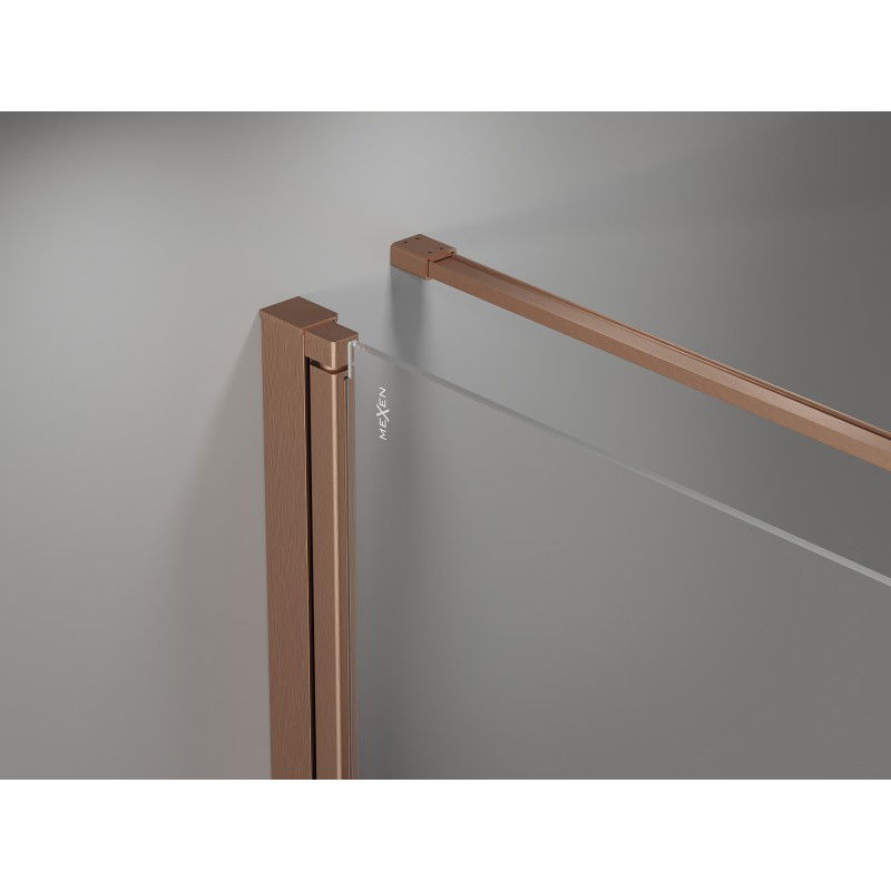 Mexen Mist-F folding left shower cabin 80 x 80 cm, transparent, brushed copper - 8A6T-080-080-65-00-L