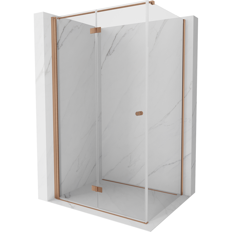 Mexen Mist-F folding shower enclosure left 120 x 85 cm, transparent, brushed copper - 8A6T-120-085-65-00-L