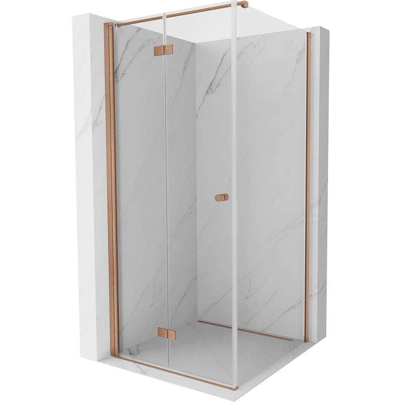 Mexen Mist-F foldable shower cubicle left 90 x 90 cm, transparent, brushed copper - 8A6T-090-090-65-00-L