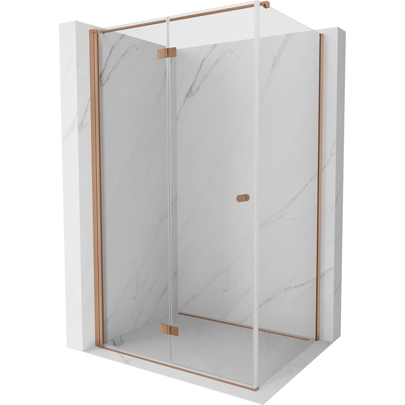 Mexen Mist-F folding shower cabin left 75 x 95 cm, transparent, brushed copper - 8A6T-075-095-65-00-L