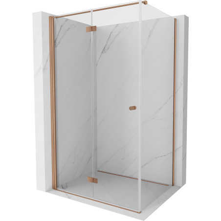 Mexen Mist-F folding shower cabin left 80 x 100 cm, transparent, brushed copper - 8A6T-080-100-65-00-L