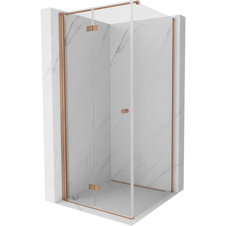 Mexen Mist-F T folding shower cabin left 120 x 120 cm, transparent, brushed copper - 8A6T-120-120-65-00-L