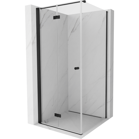 Mexen Mist-F folding shower enclosure left 75 x 75 cm, transparent, black - 8A6T-075-075-70-00-L