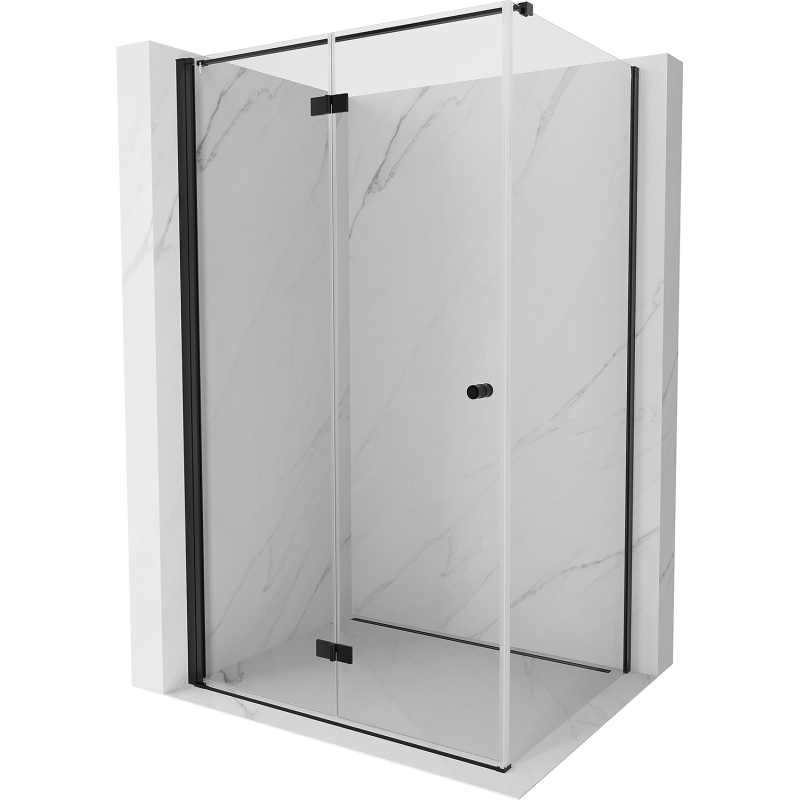Mexen Mist-F T shower enclosure folding left 85 x 95 cm, transparent, black - 8A6T-085-095-70-00-L