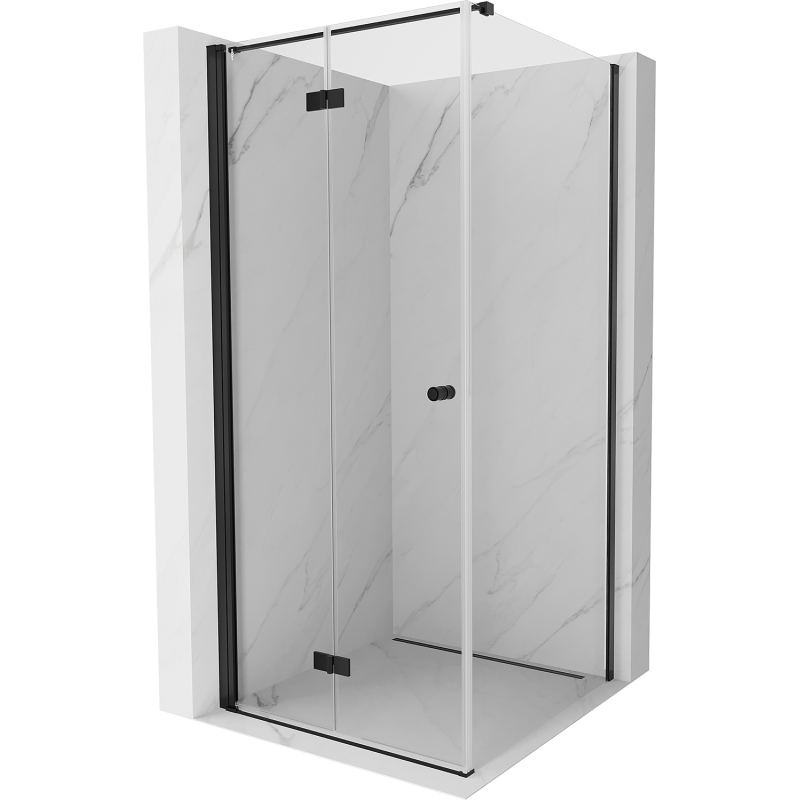 Mexen Mist-F folding shower cabin left 100 x 100 cm, transparent, black - 8A6T-100-100-70-00-L