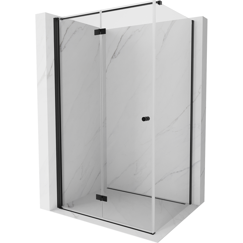 Mexen Mist-F folding shower enclosure left 120 x 100 cm, transparent, black - 8A6T-120-100-70-00-L