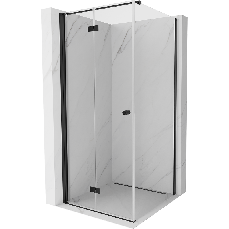 Mexen Mist-F T shower enclosure folding left 110 x 110 cm, transparent, black - 8A6T-110-110-70-00-L