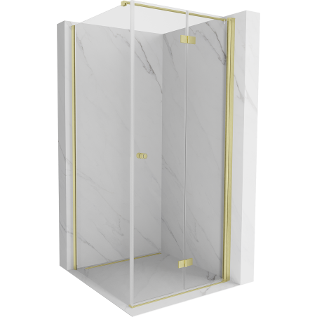 Mexen Mist-F folding shower cabin right 95 x 95 cm, transparent, brushed gold - 8A6T-095-095-55-00-P
