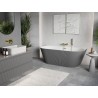Mexen Oris freestanding ribbed wall-adjacent bathtub 150 x 75 cm, white/gray, gold overflow - 52871507562-50