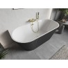 Mexen Oris freestanding ribbed wall-adjacent bathtub 150 x 75 cm, white/gray, gold overflow - 52871507562-50