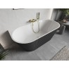 Mexen Oris freestanding wall mounted ribbed bathtub 150 x 75 cm, white/gray, brushed gold overflow - 52871507562-55