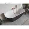 Mexen Oris free-standing wall-adjacent grooved bathtub 150 x 75 cm, white/gray, brushed copper overflow - 52871507562-65