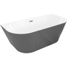 Mexen Oris freestanding wall-adjacent ribbed bathtub 150 x 75 cm, white/gray, gun gray brushed overflow - 52871507562-66