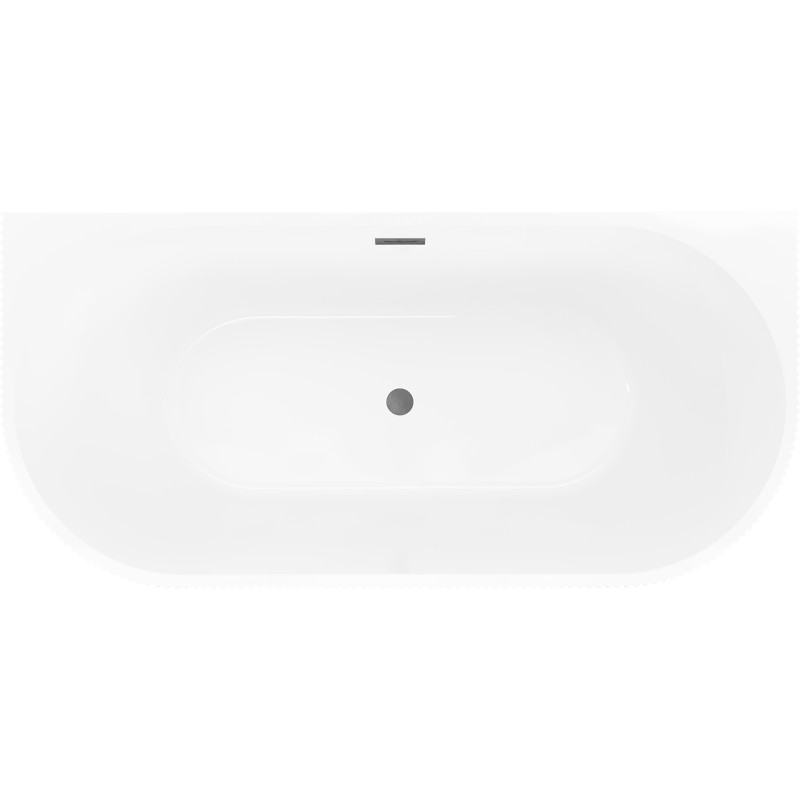 Mexen Oris freestanding wall-adjacent ribbed bathtub 150 x 75 cm, white/gray, gun gray brushed overflow - 52871507562-66