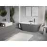 Mexen Oris freestanding wall-adjacent ribbed bathtub 150 x 75 cm, white/gray, gun gray brushed overflow - 52871507562-66