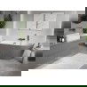 Mexen Oris freestanding wall-adjacent ribbed bathtub 150 x 75 cm, white/grey, gun gray brushed overflow - 52871507562-66
