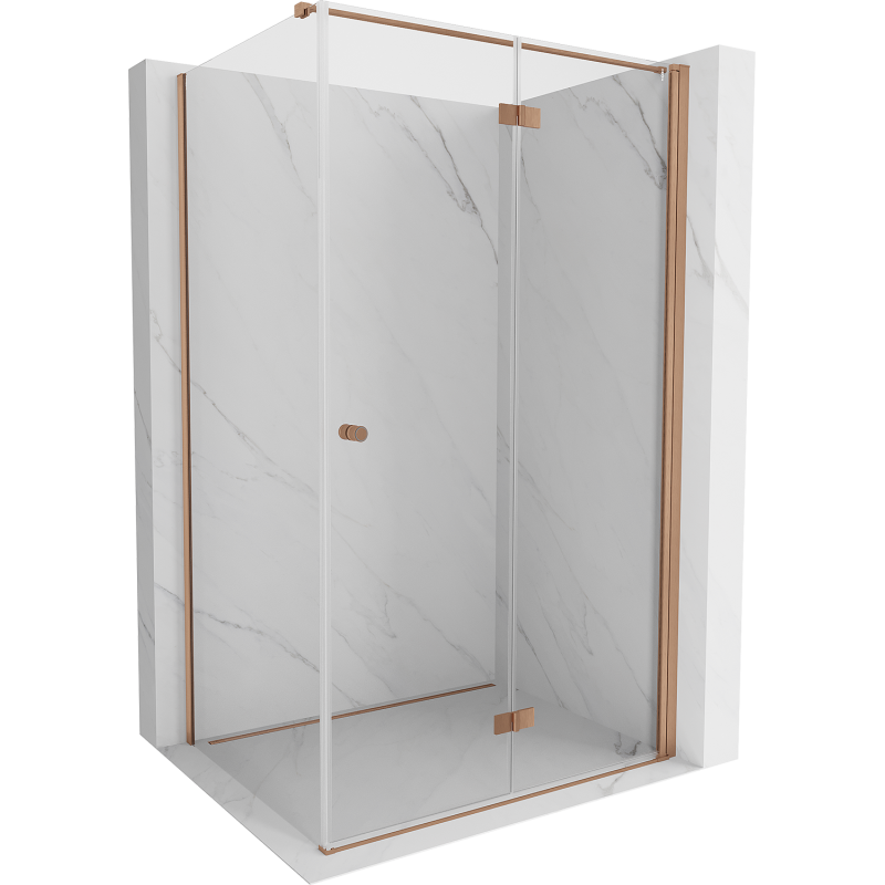 Mexen Mist-F folding shower enclosure right 85 x 70 cm, transparent, brushed copper - 8A6T-085-070-65-00-P