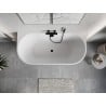 Mexen Oris free-standing ribbed bathtub 150 x 75 cm, white/gray, black overflow - 52871507562-70