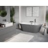 Mexen Oris freestanding back-to-wall fluted 150 x 75 cm, white/gray, overflow gun metal - 52871507562-95