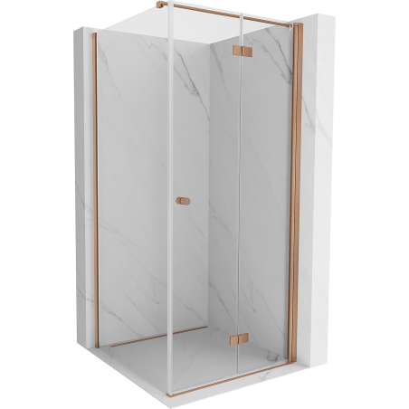 Mexen Mist-F Right Folding Shower Enclosure 75 x 75 cm, Transparent, Brushed Copper - 8A6T-075-075-65-00-P