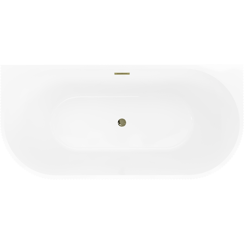 Mexen Oris freestanding wall-mounted corrugated bathtub 150 x 75 cm, white/black, gold overflow - 52871507575-50
