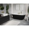 Mexen Oris freestanding wall-mounted corrugated bathtub 150 x 75 cm, white/black, gold overflow - 52871507575-50