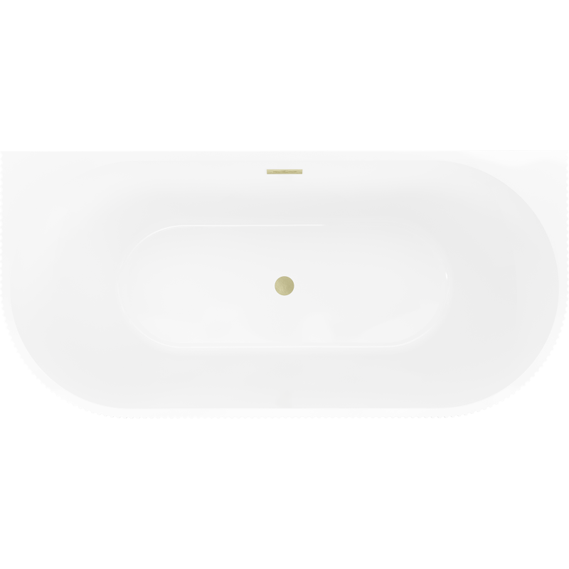 Mexen Oris freestanding wall-adjacent fluted bathtub 150 x 75 cm, white/black, golden brushed overflow - 52871507575-55