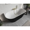 Mexen Oris freestanding wall-mounted fluted bathtub 150 x 75 cm, white/black, brushed gold overflow - 52871507575-55