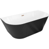Mexen Oris freestanding wall-adjacent fluted bathtub 150 x 75 cm, white/black, overflow rose gold - 52871507575-60