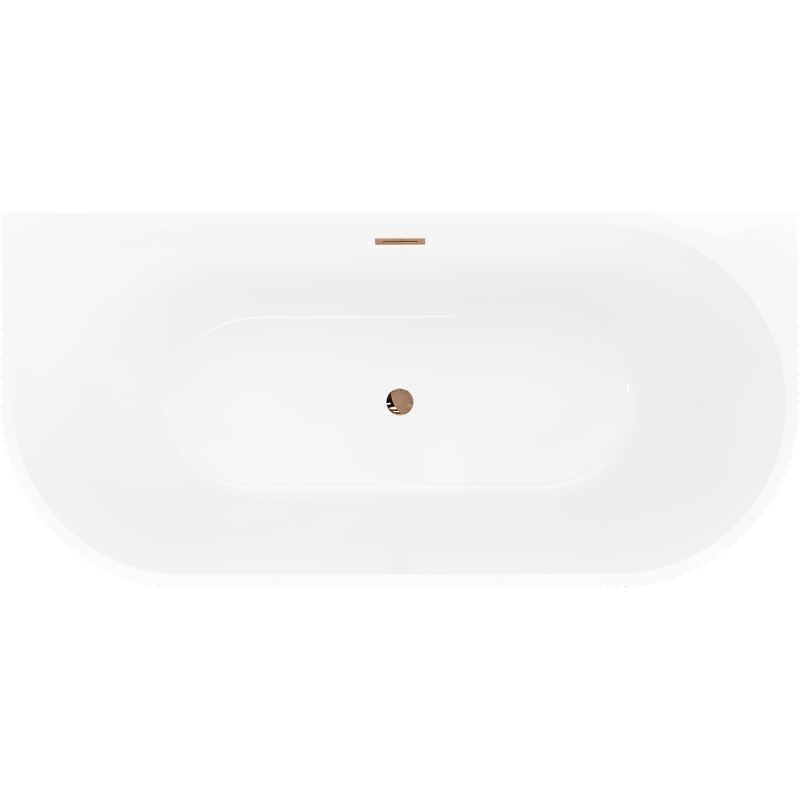 Mexen Oris freestanding ribbed tub 150 x 75 cm, white/black, overflow rose gold - 52871507575-60