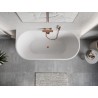 Mexen Oris freestanding wall bathtub fluted 150 x 75 cm, white/black, brushed copper overflow - 52871507575-65