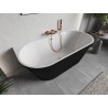 Mexen Oris freestanding wall bathtub fluted 150 x 75 cm, white/black, brushed copper overflow - 52871507575-65