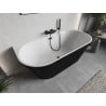 Mexen Oris freestanding back-to-wall ribbed 150 x 75 cm, white/black, black overflow - 52871507575-70