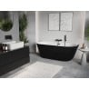 Mexen Oris freestanding back-to-wall ribbed 150 x 75 cm, white/black, black overflow - 52871507575-70