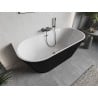 Mexen Oris freestanding back-to-wall ribbed bath 150 x 75 cm, white/black, overflow gun metal - 52871507575-95