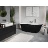 Mexen Oris freestanding back-to-wall ribbed bath 150 x 75 cm, white/black, overflow gun metal - 52871507575-95