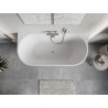 Mexen Oris freestanding ribbed bathtub 150 x 75 cm, white/black, brushed nickel overflow - 52871507575-97