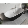 Mexen Oris freestanding ribbed bathtub 150 x 75 cm, white/black, brushed nickel overflow - 52871507575-97