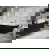 Mexen Oris 150 x 75 cm Free-Standing Wall-Adjacent Fluted Bathtub, White/Black, Brushed Nickel Overflow - 52871507575-97
